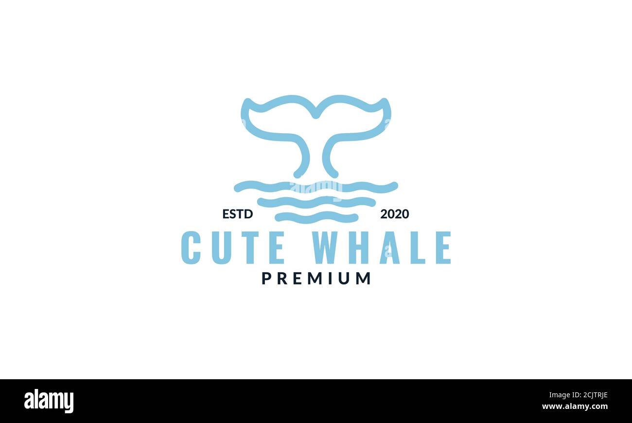 cute whale tail line sea water logo design Stock Vector Image & Art - Alamy