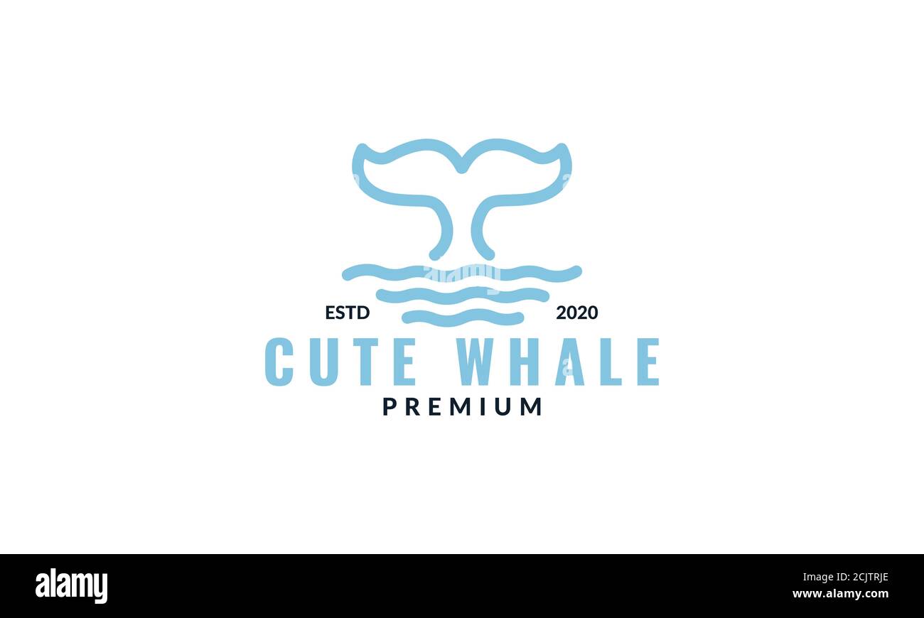 cute whale tail line sea water logo design Stock Vector Image & Art - Alamy