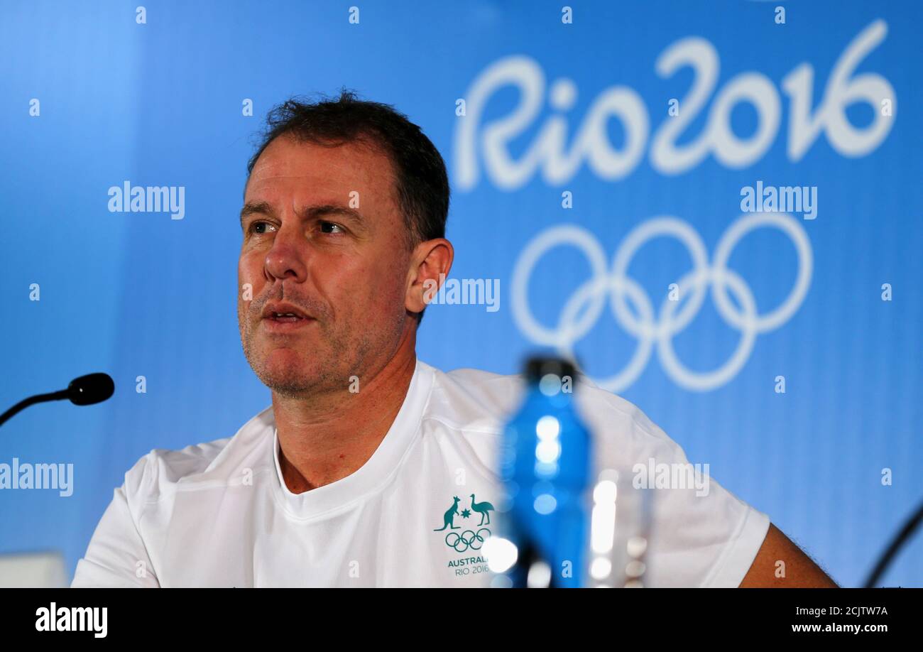 16 Rio Olympics Women S Soccer News Conference Mineirao Stadium Belo Horizonte Brazil 11 08 16 Head Coach Alen Stajcic Of Australia Gives A Press Conference Reuters Mariana Bazo Stock Photo Alamy