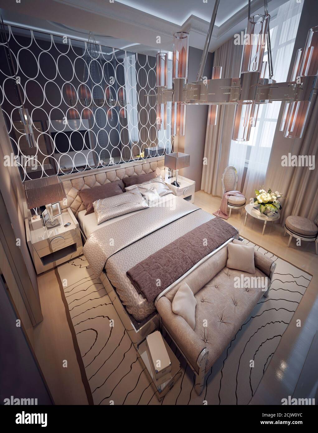 Luxury bedroom modern style. 3d render Stock Photo - Alamy