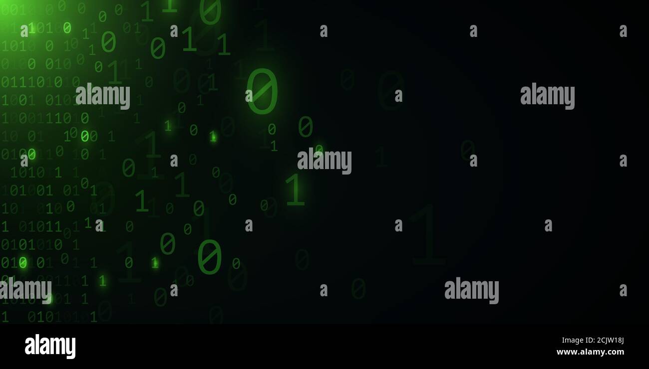 Green binary code background. Hi-tech modern design. Programming banner. World network. Software. High technology template. Vector illustration. EPS 1 Stock Vector