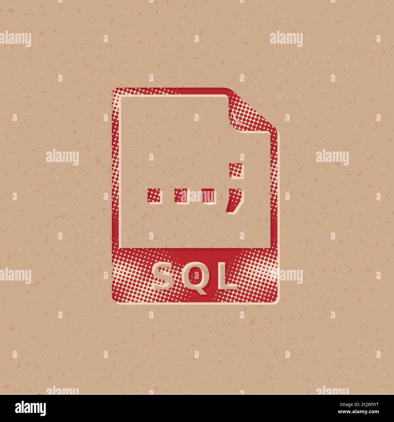 SQL File format icon in halftone style. Grunge background vector ...