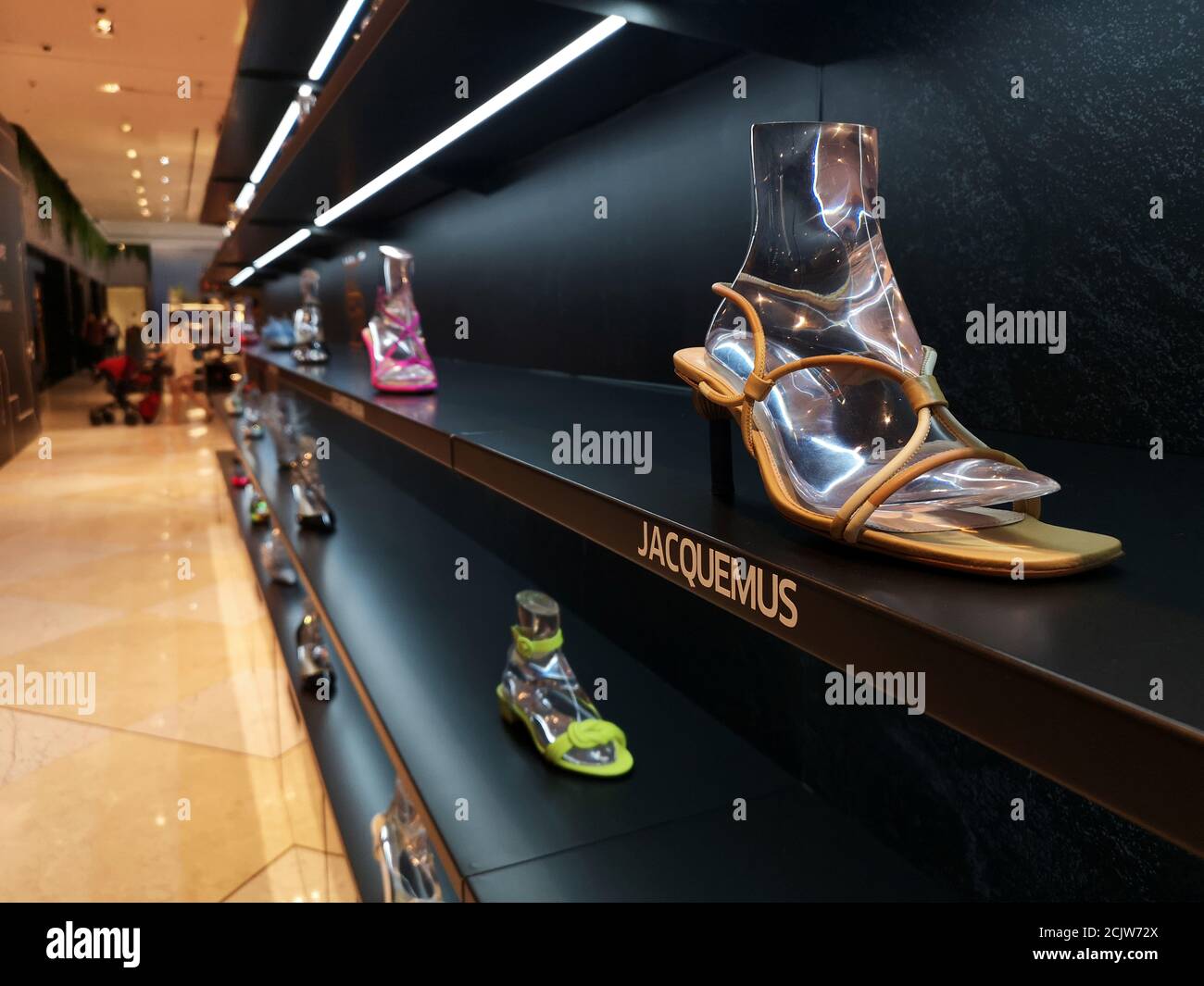 Pegs Staircase Unite French fashion designer Jacquemus' shoes are seen on display at the Dubai  Mall in Dubai, United Arab Emirates, April 18, 2019. Picture taken April  18, 2019. REUTERS/ Hamad I Mohammed Stock Photo - Alamy