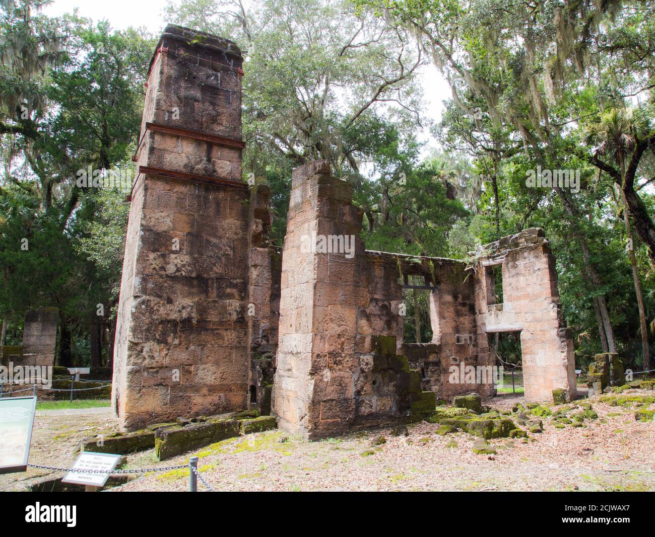 Bulow plantation sugar mill ruins in Florida. Plantation was destroyed in the Second Seminole War. Stock Photo