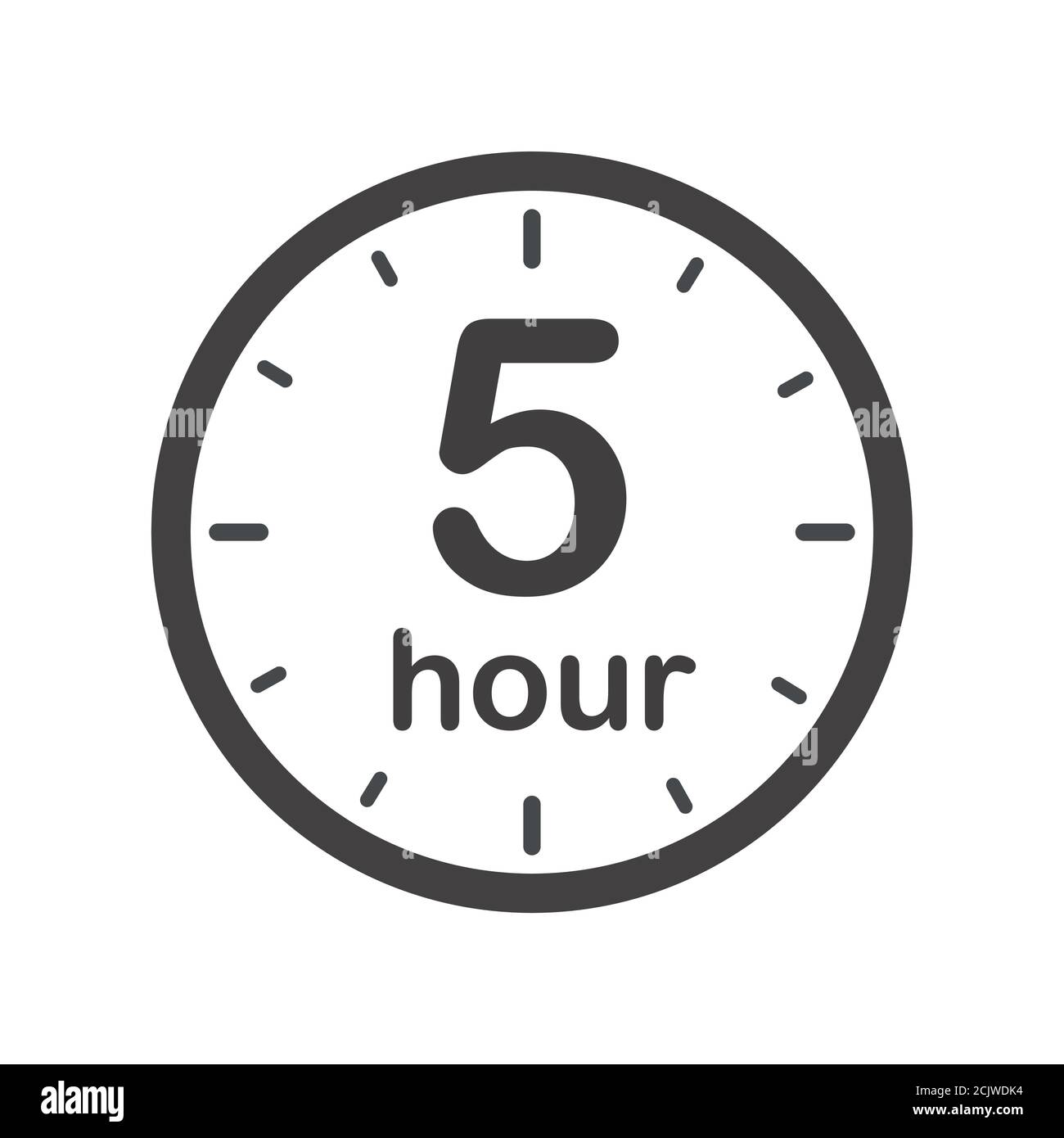 Five hours round icon with arrow. Black and white vector symbol Stock