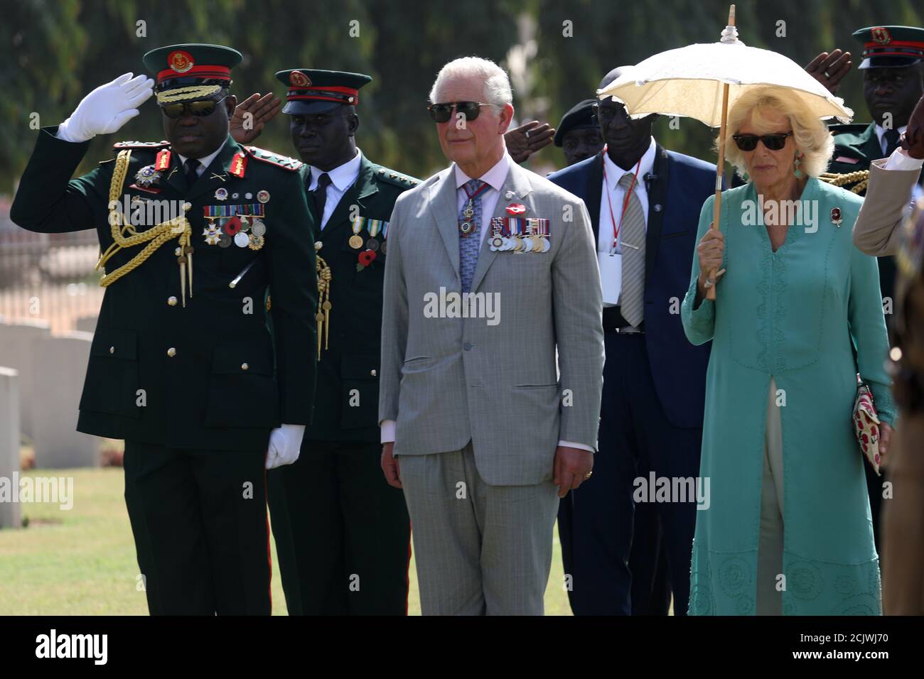Britain's Prince Charles and Camilla, Duchess of Cornwall, visit the Commonwealth War Graves Cemetery in Fajara, Gambia November 1, 2018. REUTERS/Luc Gnago/Pool Stock Photo