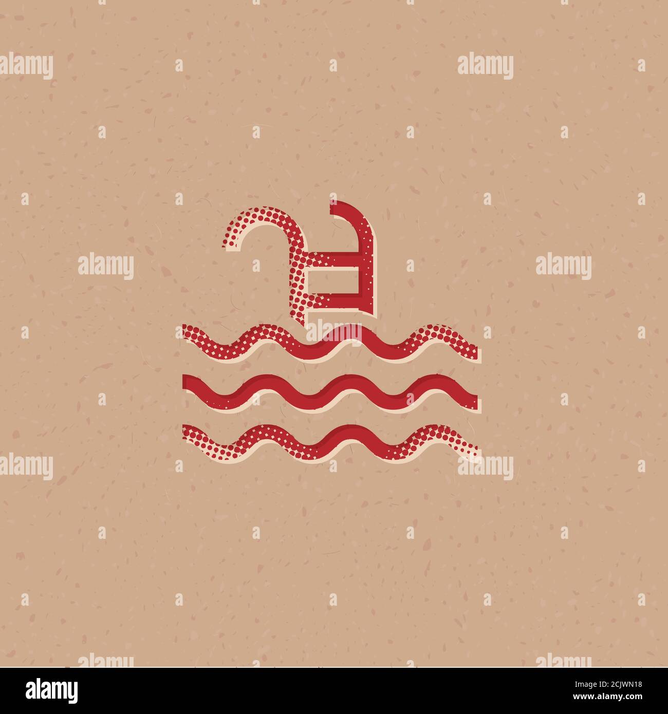 Swimming pool icon in halftone style. Grunge background vector ...