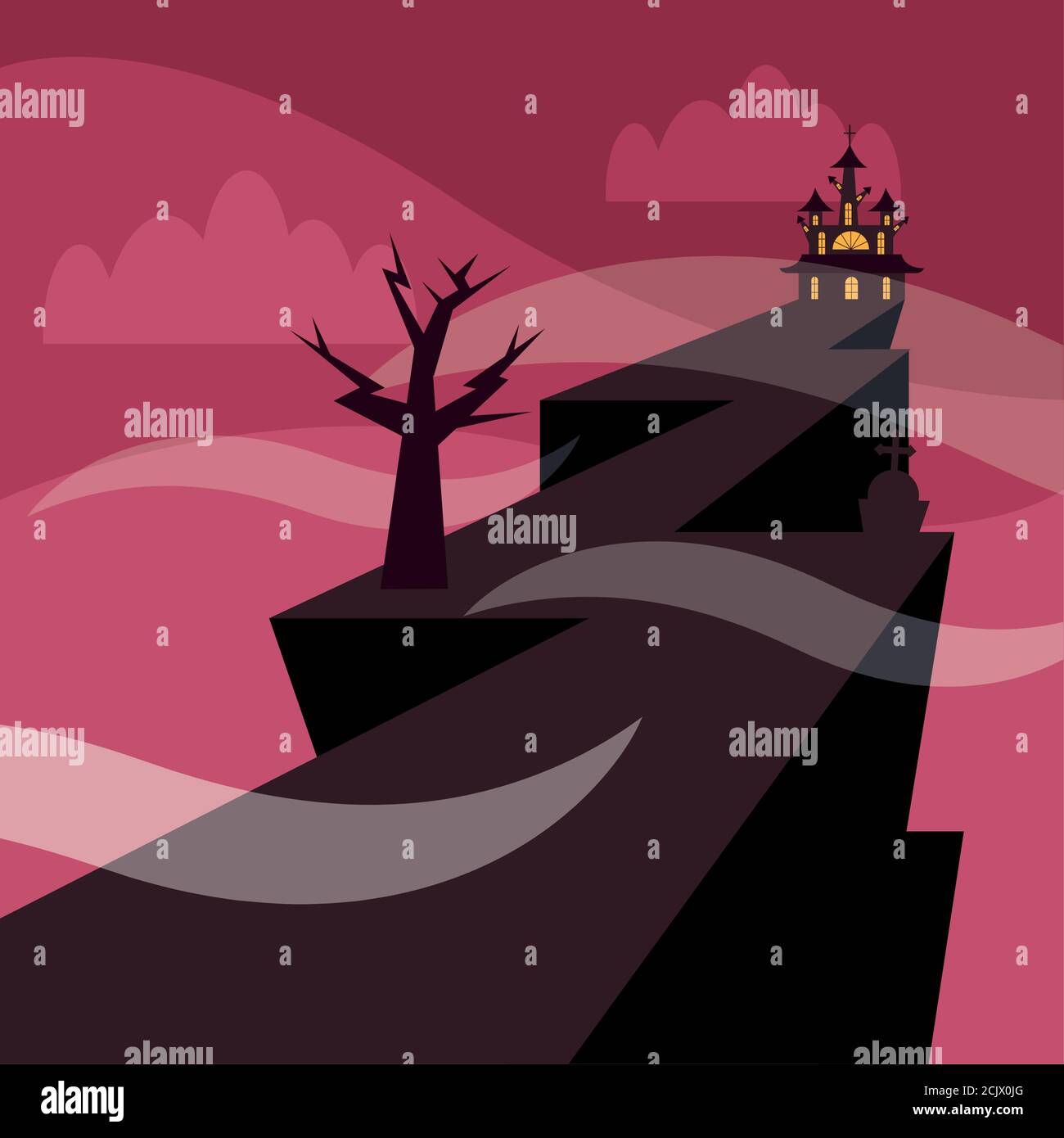 Halloween house at night design, Holiday and scary theme Vector ...