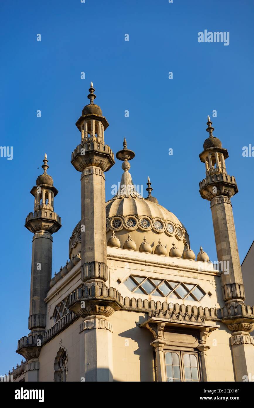 The Royal Pavilion, also known as the Brighton Pavilion, is a Grade I listed former royal residence located in Brighton, England. Beginning in 1787, i Stock Photo
