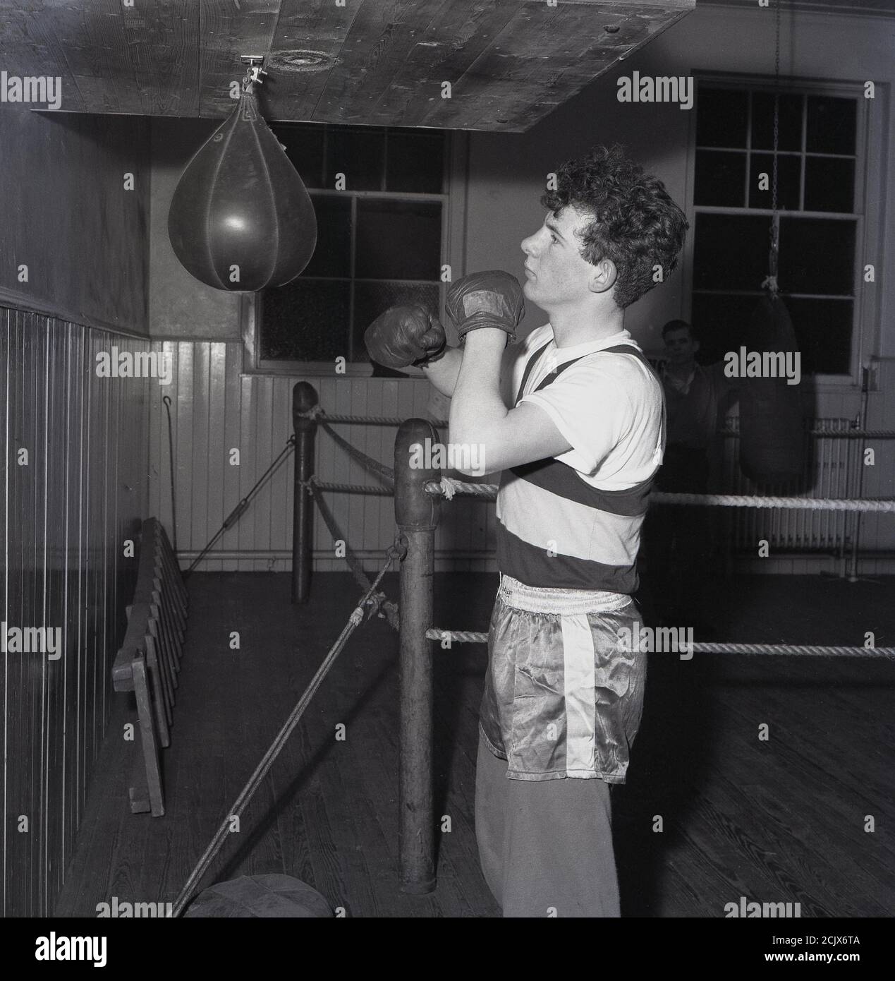 1960s, historical, boxing at a youth club, Bowhill, Scotland. Stock Photo