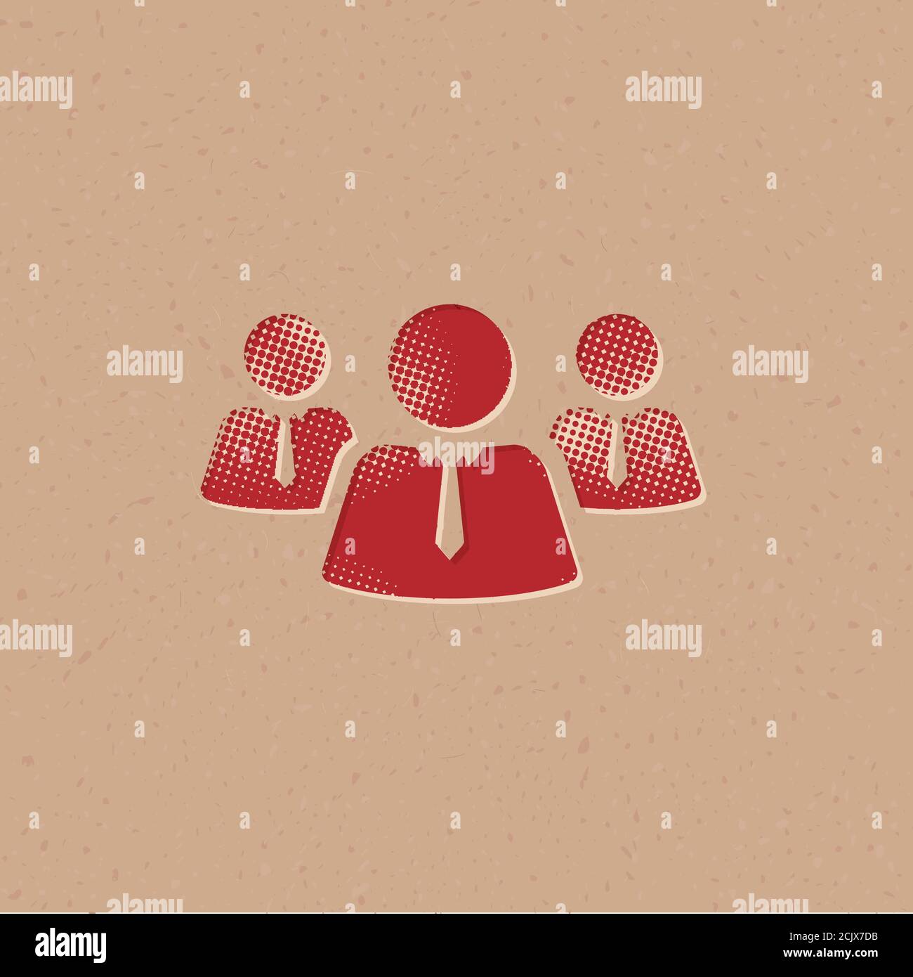Teamwork icon in halftone style. Grunge background vector illustration ...