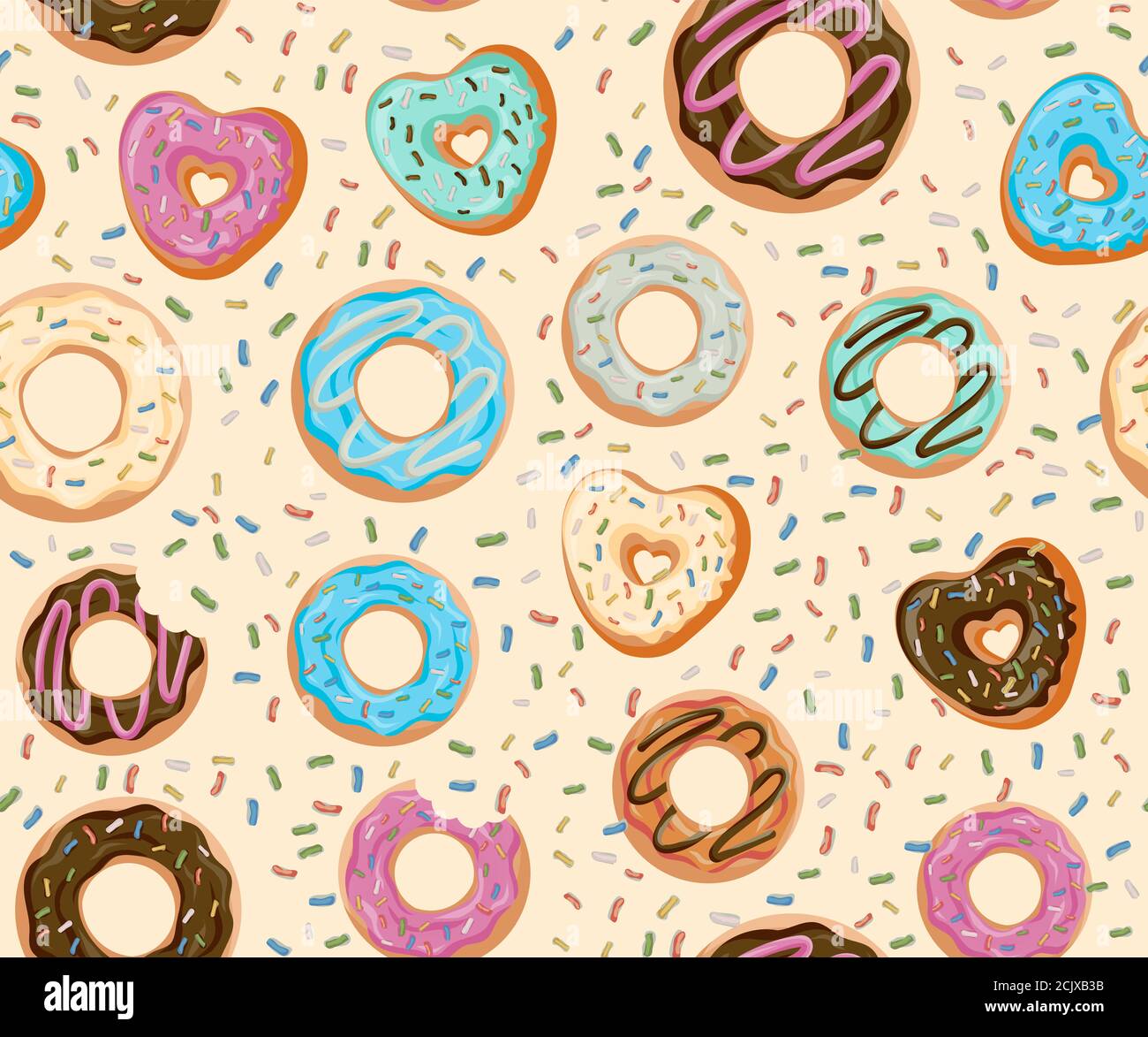 Glazed Donuts seamless pattern set. Bakery Vector. Top View doughnuts ...
