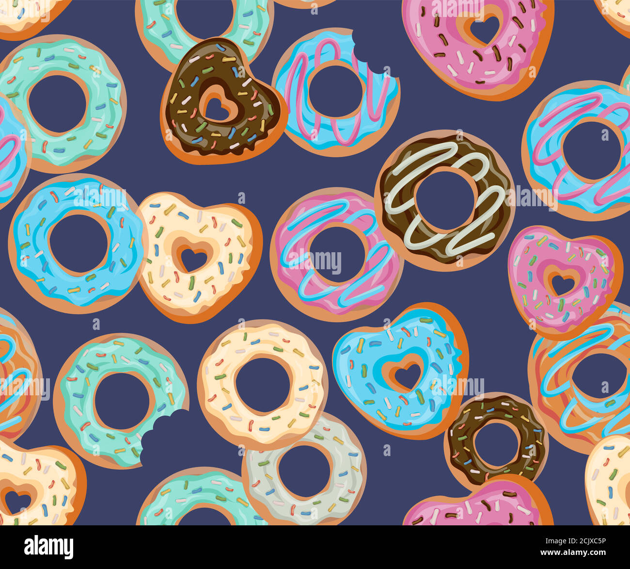 Glazed Donuts seamless pattern set. Bakery Vector. Top View doughnuts ...