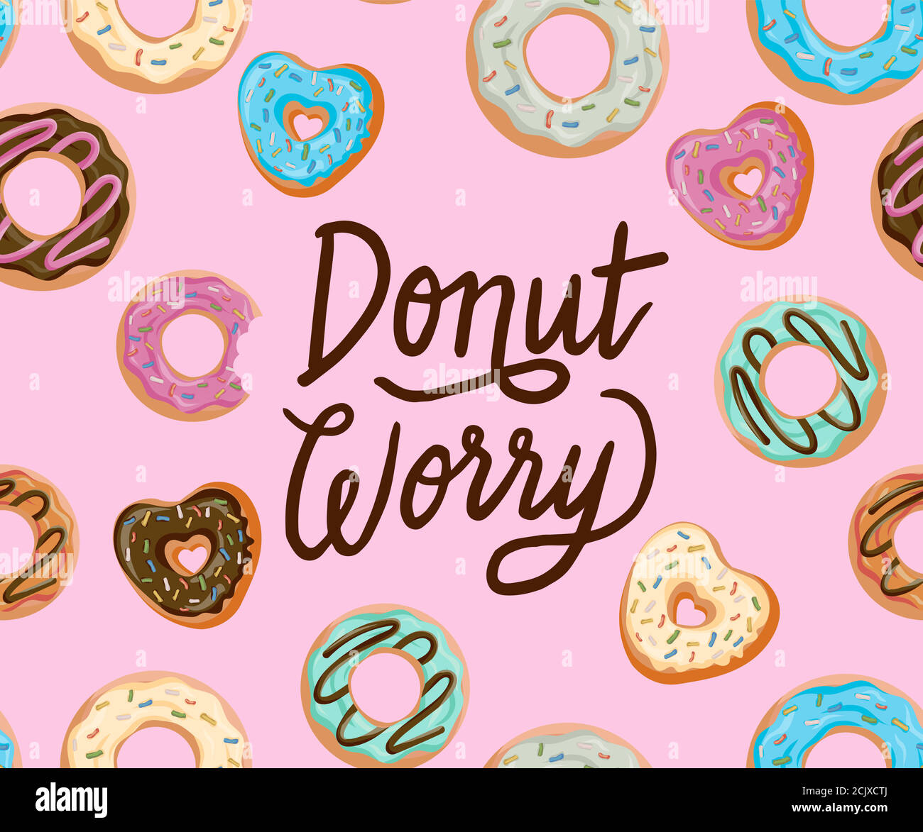 Glazed Donuts seamless pattern set. Bakery Vector. Top View doughnuts ...