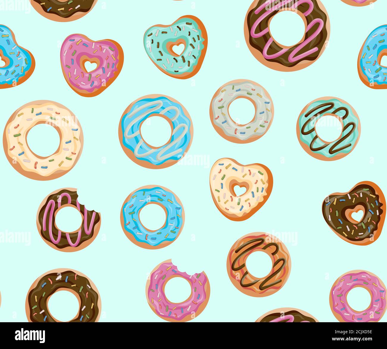 Glazed Donuts seamless pattern set. Bakery Vector. Top View doughnuts ...