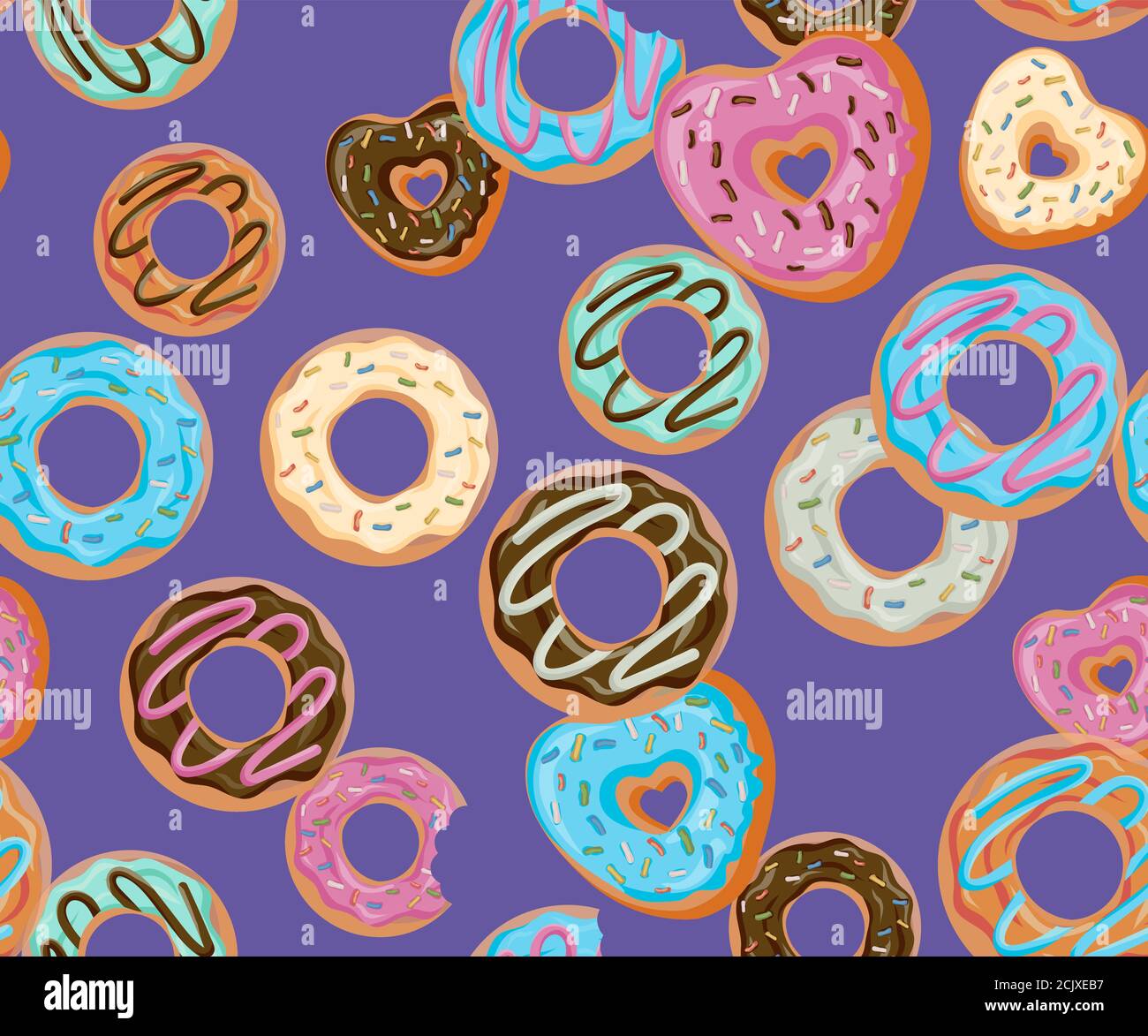 Glazed Donuts seamless pattern set. Bakery Vector. Top View doughnuts ...