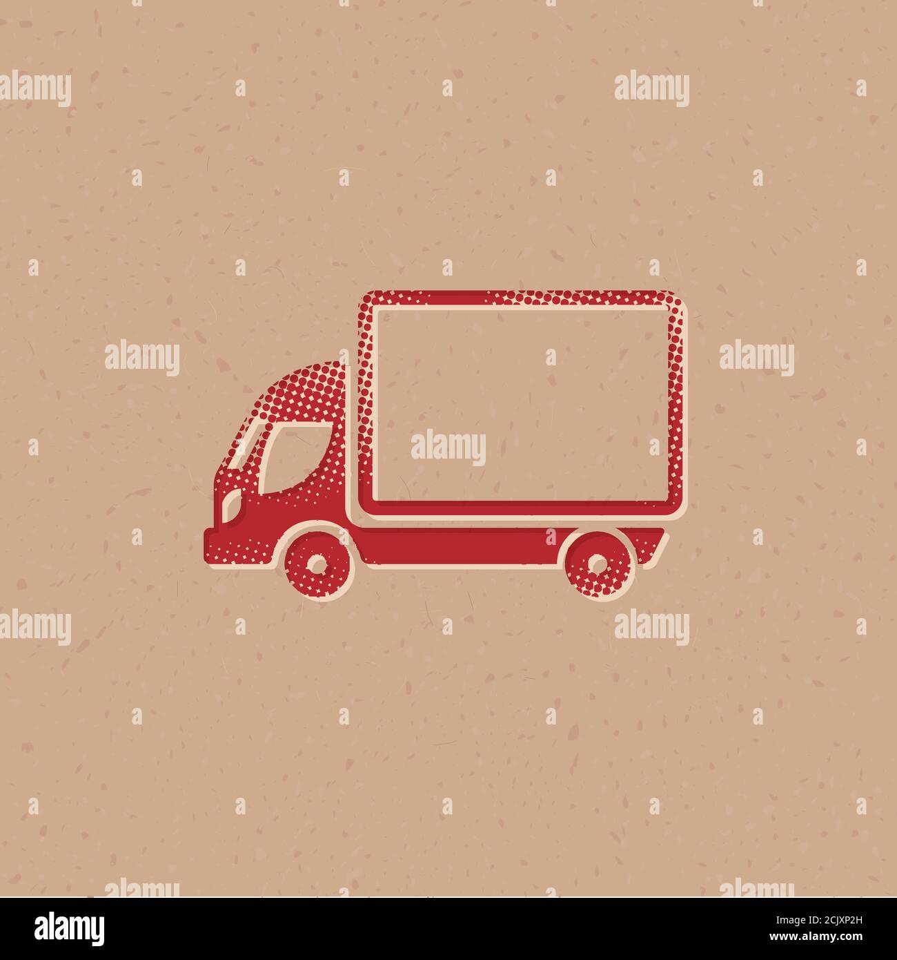 Truck icon in halftone style. Grunge background vector illustration ...