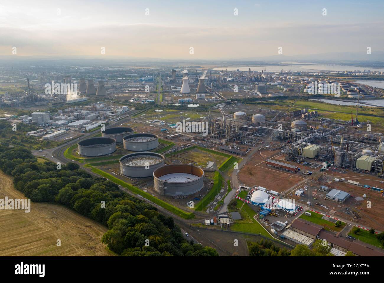 Aerial view of Grangemouth Refinery and port, Grangemouth, Scotland. Stock Photo