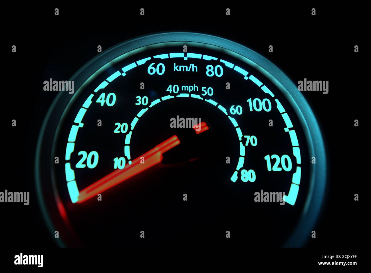 Specific speedometer on dark background. It comes from HGV truck