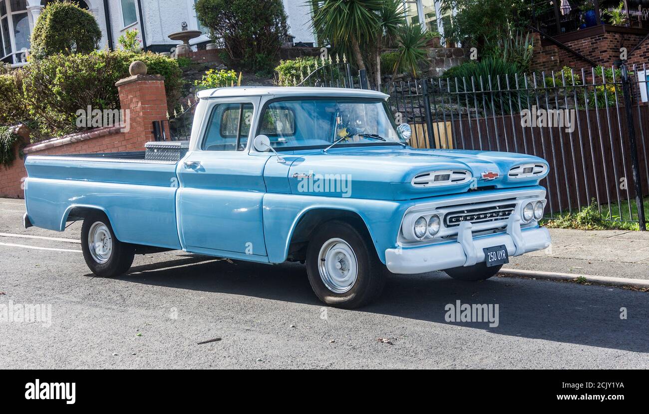 A classic American pick up truck in mint condition. Stock Photo