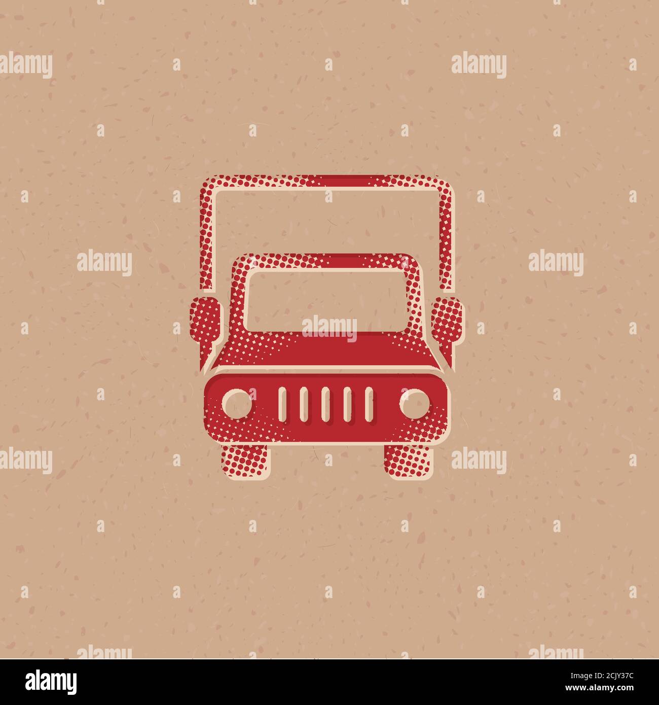 Truck icon in halftone style. Grunge background vector illustration ...