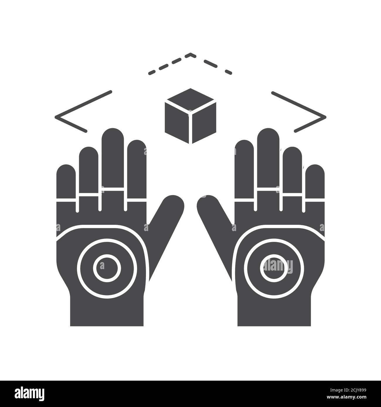 Wireless virtual reality gloves black glyph icon. Virtual reality ...
