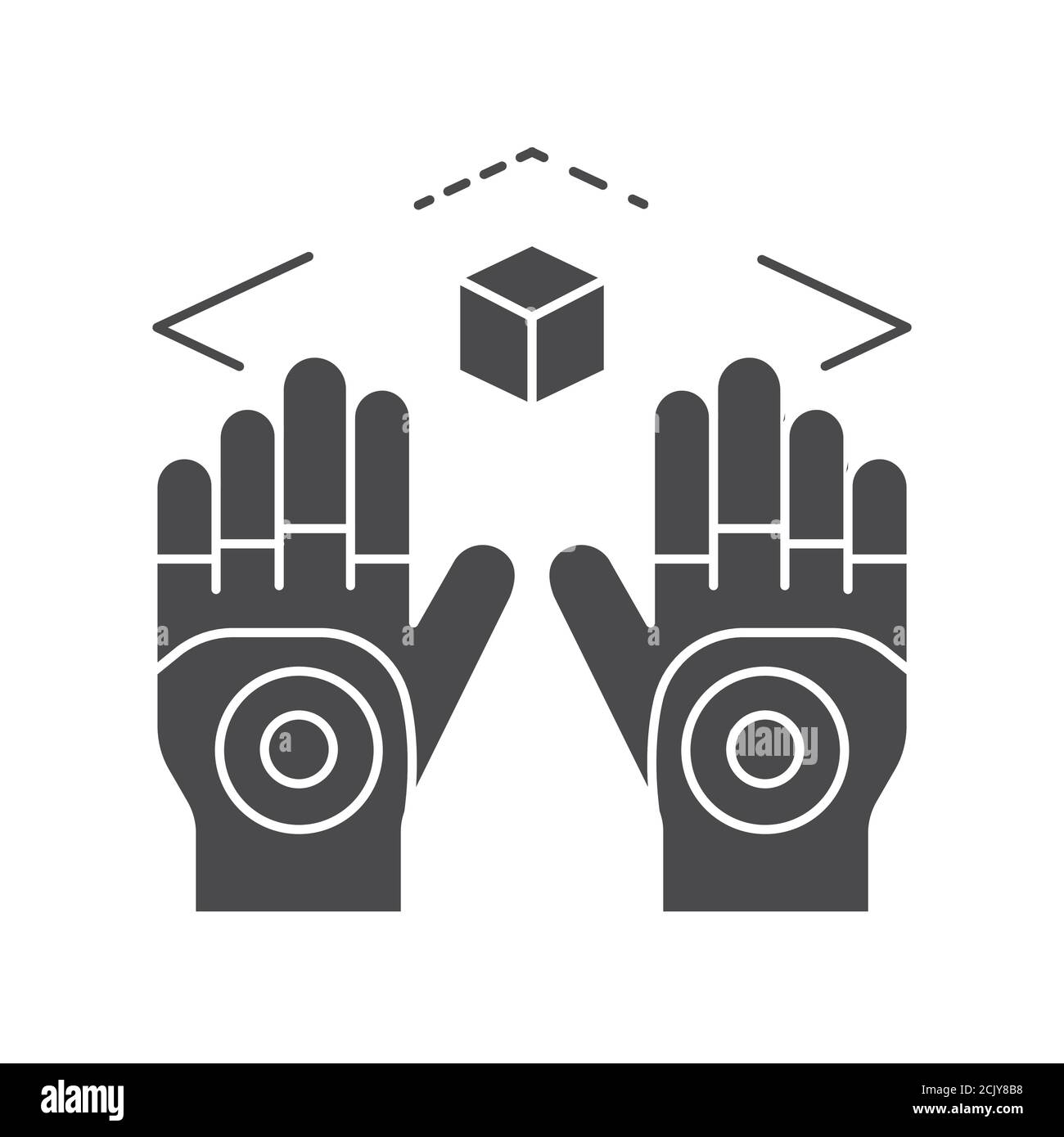 Wireless virtual reality gloves black glyph icon. Virtual reality ...