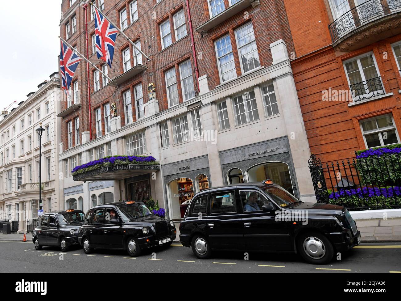 London black cabs are seen outside Claridgeu0027s Hotel where Uber 
