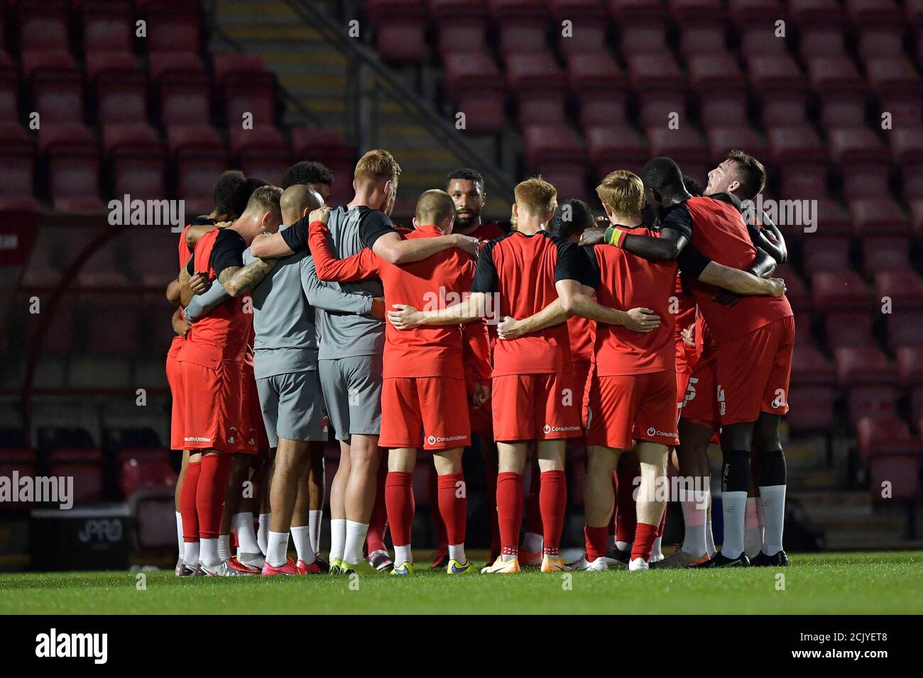 London, UK. 15th Sep, 2020. Leyton Orient players ahead of the Carabao Cup second round match between Leyton Orient and Plymouth Argyle at the Matchroom Stadium, London, England on 15 September 2020. Photo by Vince Mignott/PRiME Media Images. Credit: PRiME Media Images/Alamy Live News Stock Photo