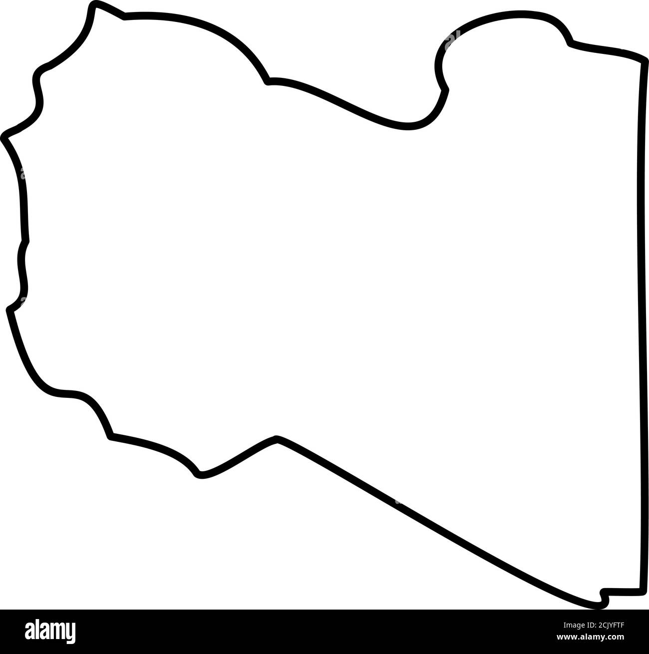 Libya - solid black outline border map of country area. Simple flat ...