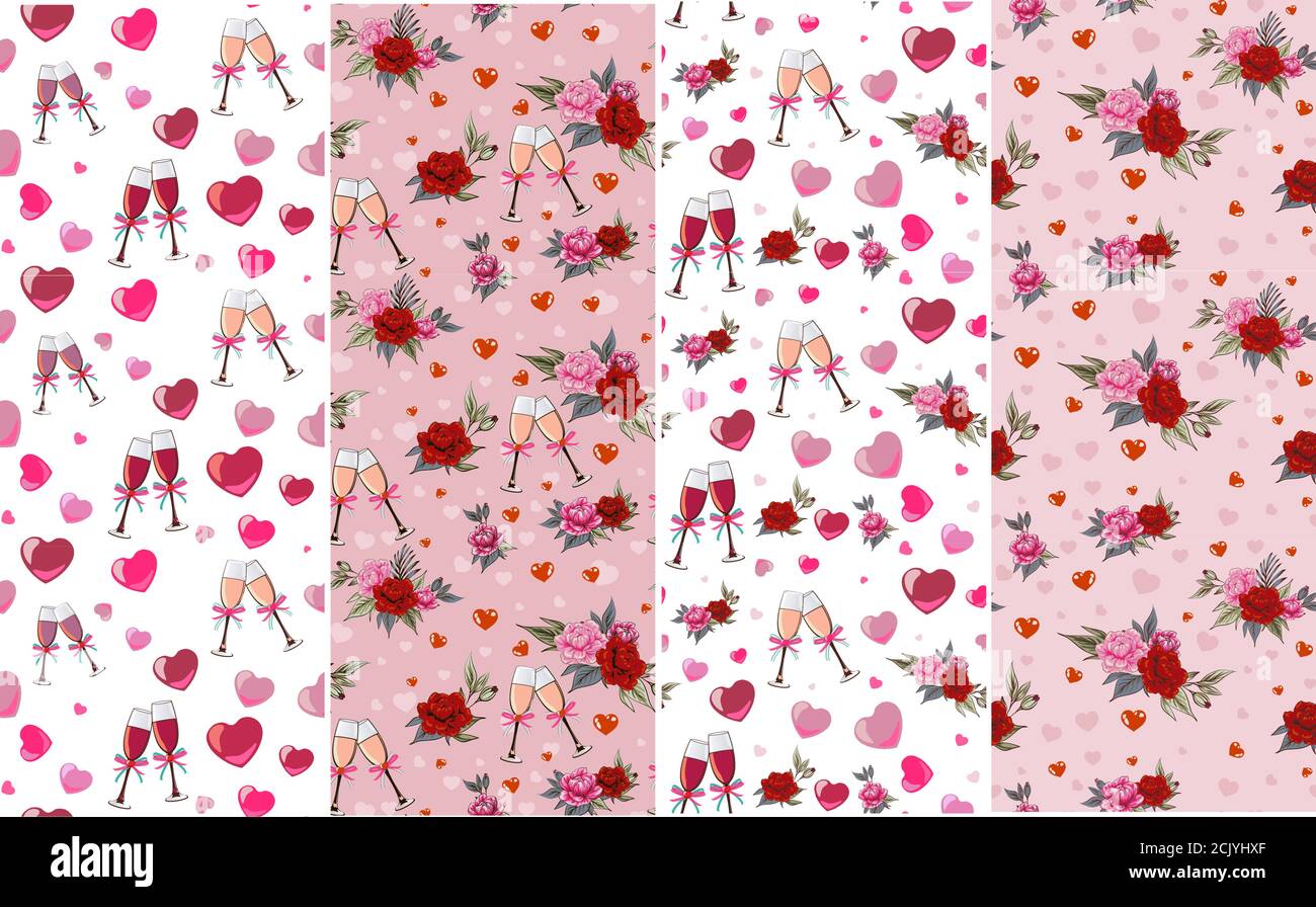 Seamless pattern with red hand drawn hearts on a white background. Hand ...