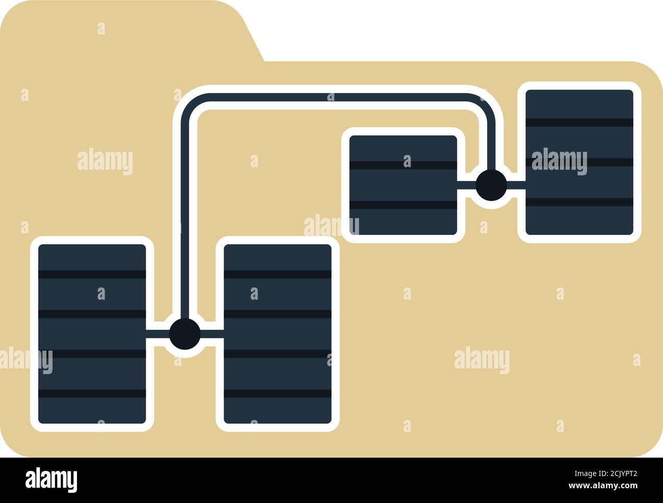 Folder Network Icon. Flat Color Design. Vector Illustration Stock ...