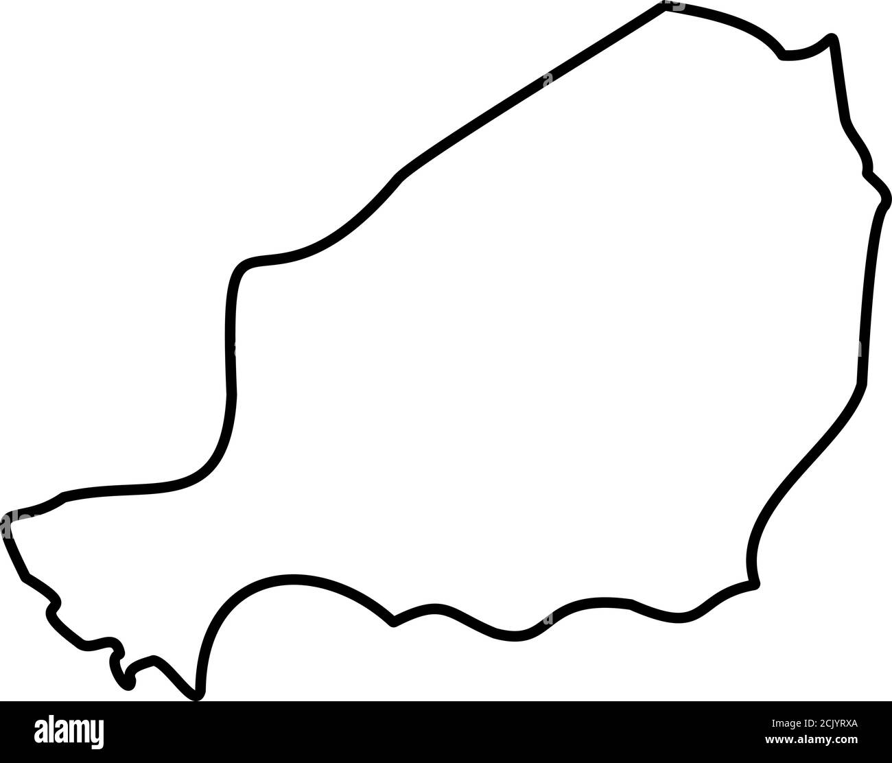 Niger - solid black outline border map of country area. Simple flat ...