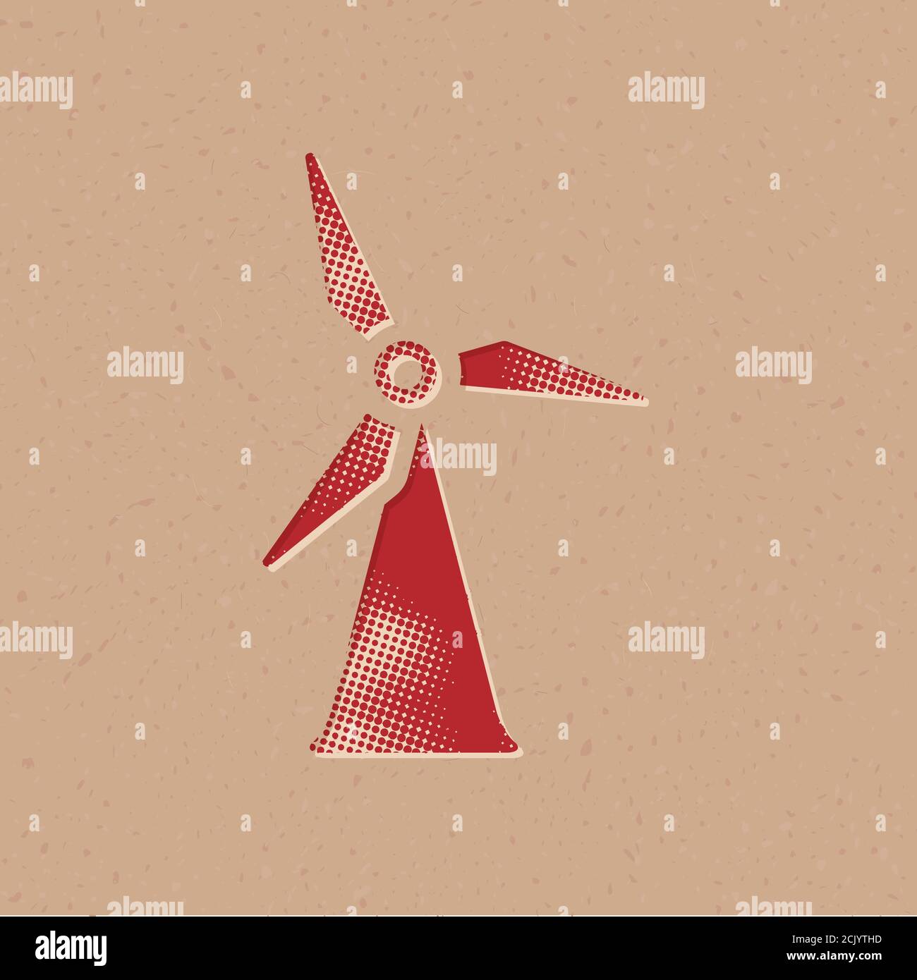 Wind turbine icon in halftone style. Grunge background vector ...