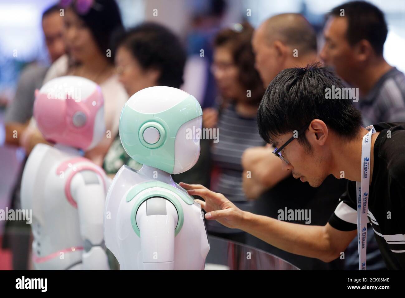 A man programs an iPal Companion Robot by Nanjing Avatar Mind Robot  Technology at the 2017 World Robot conference in Beijing, China August 22,  2017. REUTERS/Thomas Peter Stock Photo - Alamy