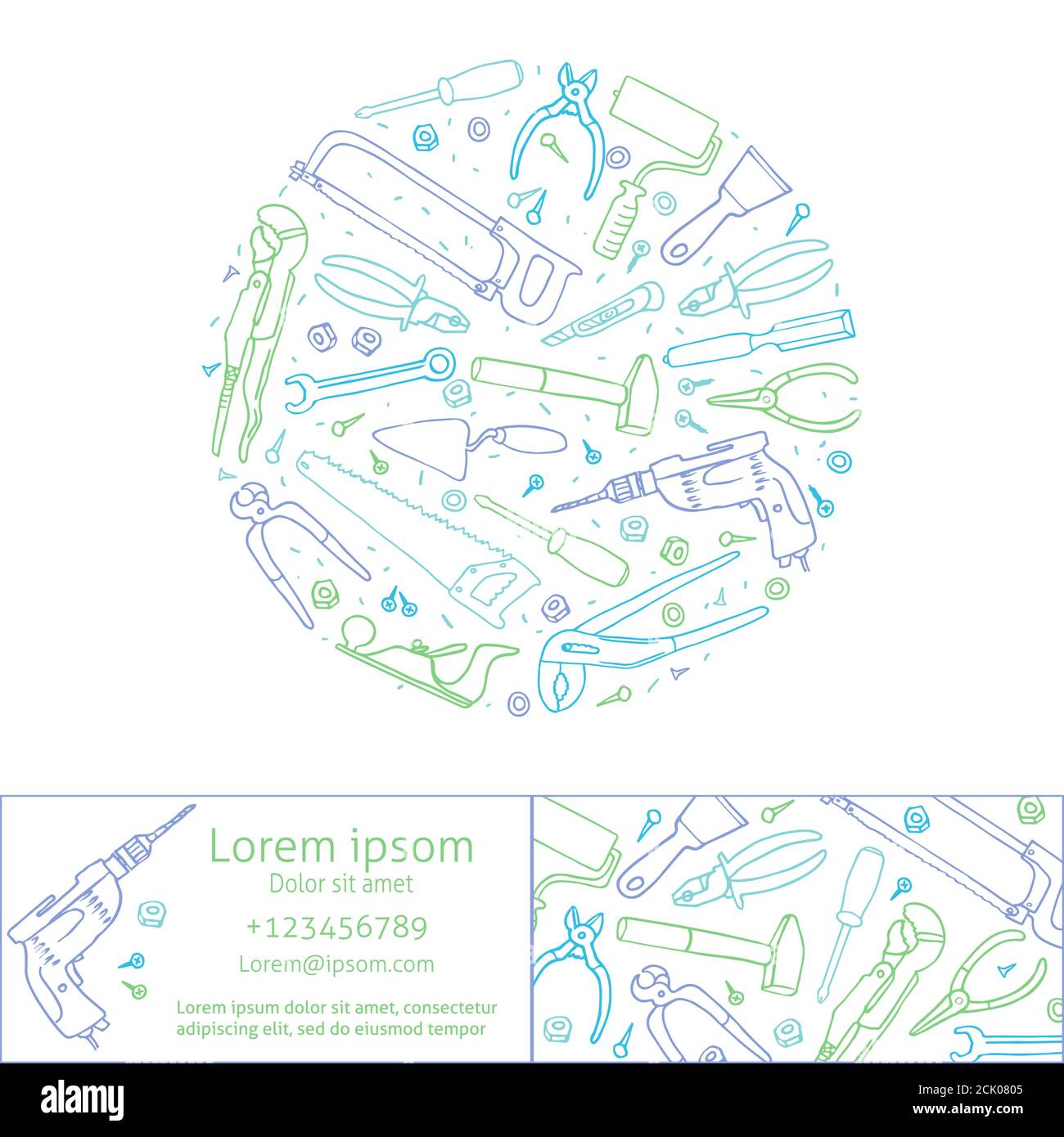 Tools Repair and Construction illustration for your design Stock Vector