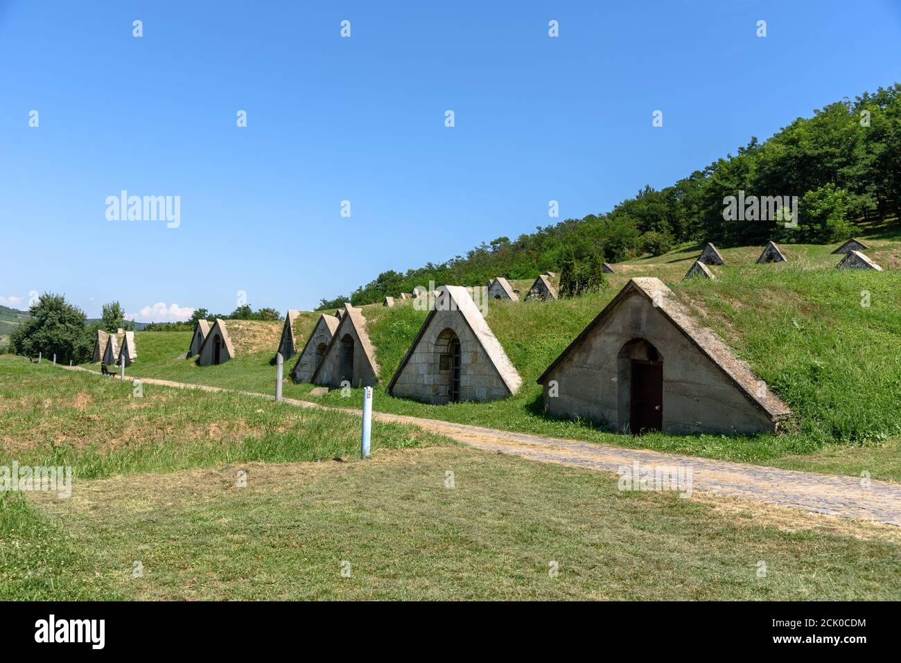 The Gombos-hegyi wine cellars in northern Hungary Stock Photo