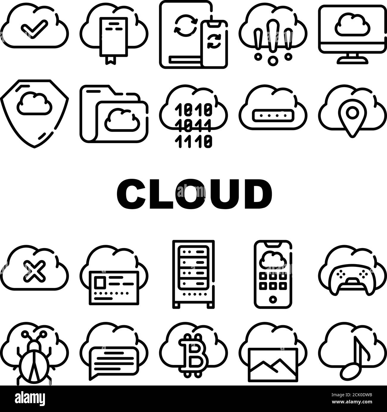 Cloud Service Storage Collection Icons Set Vector Stock Vector Image ...