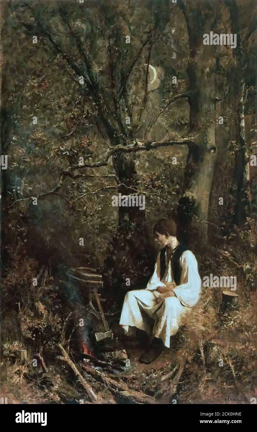 Mednyánszky László - in the Forest 2 - Hungarian School - 19th  Century Stock Photo