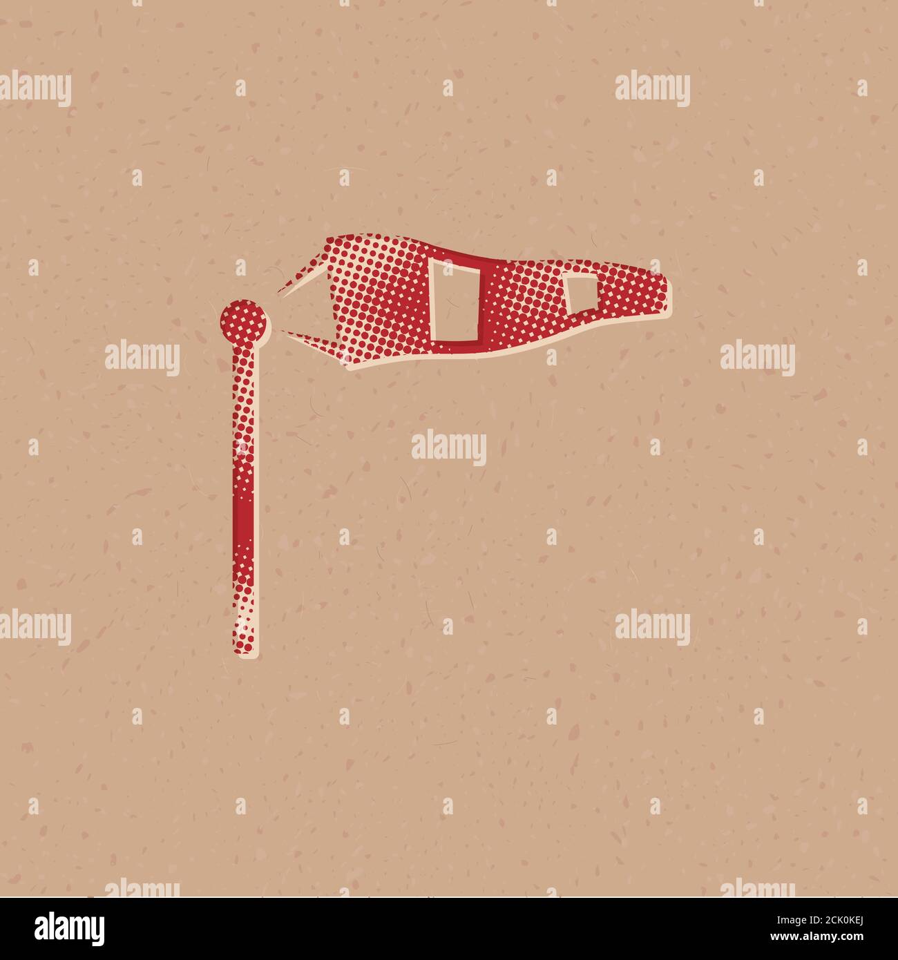 Windsock icon in halftone style. Grunge background vector illustration. Stock Vector