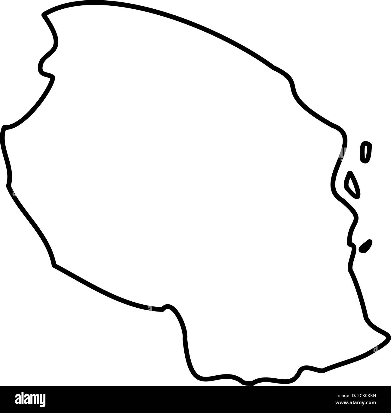 Tanzania - solid black outline border map of country area. Simple flat ...