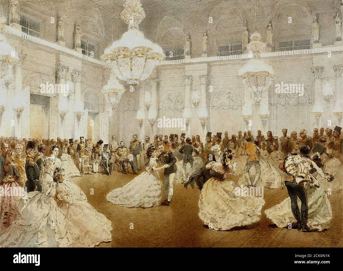 zichy, mihaly von - Ball in the Concert Hall of the Winter Palace during the Official Visit of Nasir al-Din Shah in May 1873 - 35496039682 ef447ba7cb o Stock Photo