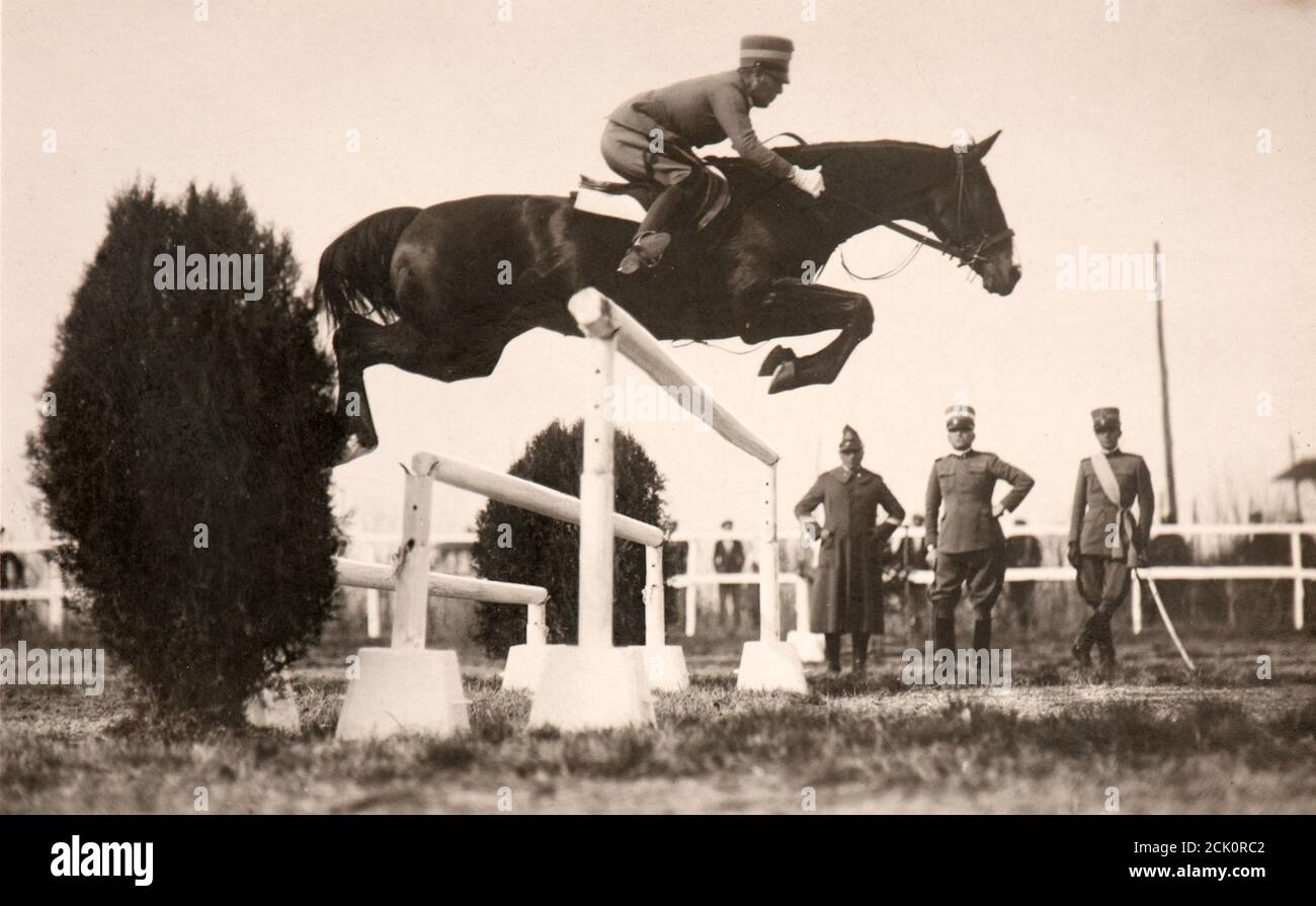 Hors race at Capannelle racecourse, in Rome (1917) Stock Photo