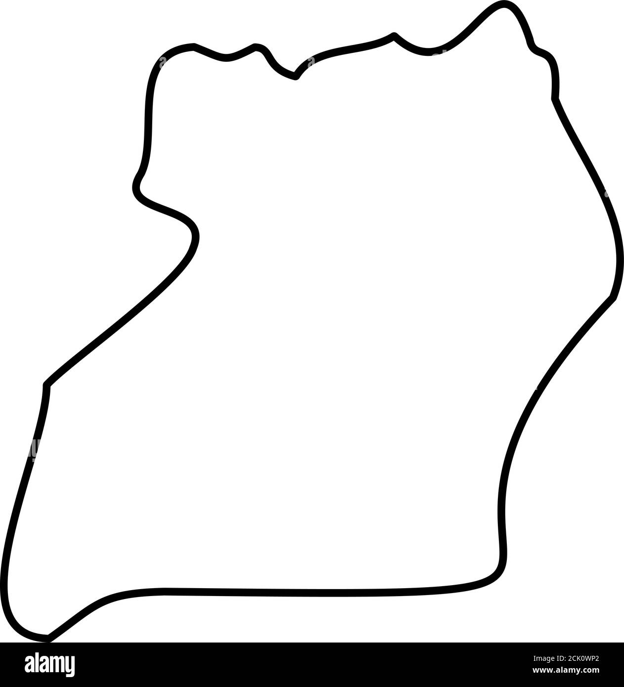 Premium Vector | Simple outline map of uganda, silhouette in sketch line  style