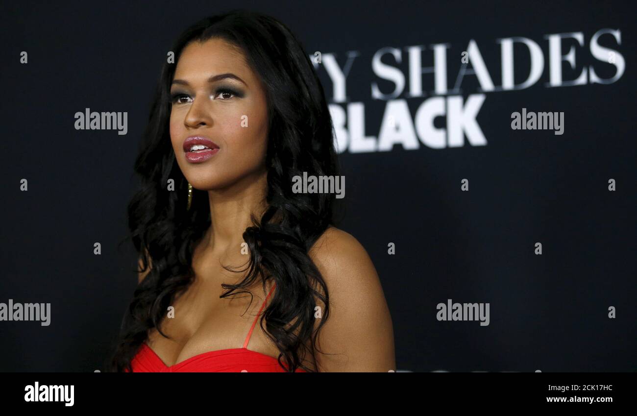 Cast Member Kali Hawk Poses At The Premiere Of Fifty Shades Of Black In Los Angeles