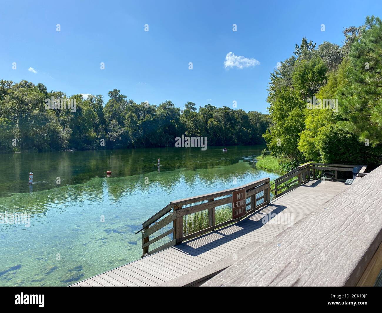 The crystal clear water of the Rainbow River in Dunnellon, Florida