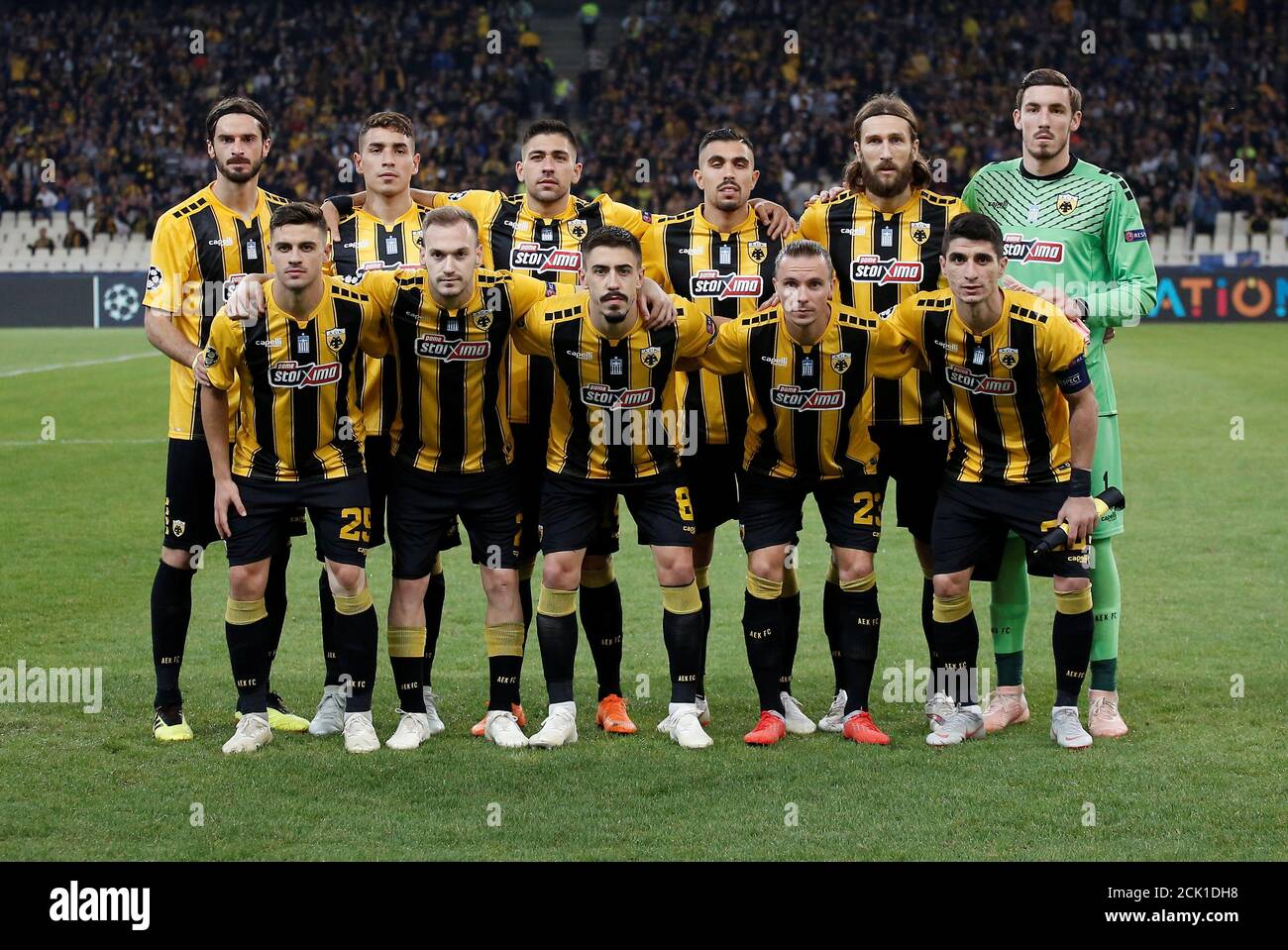 Soccer Football - Champions League - Group Stage - Group E - AEK Athens v  Benfica - OAKA Spiros Louis, Athens, Greece - October 2, 2018 AEK Athens  players pose for a