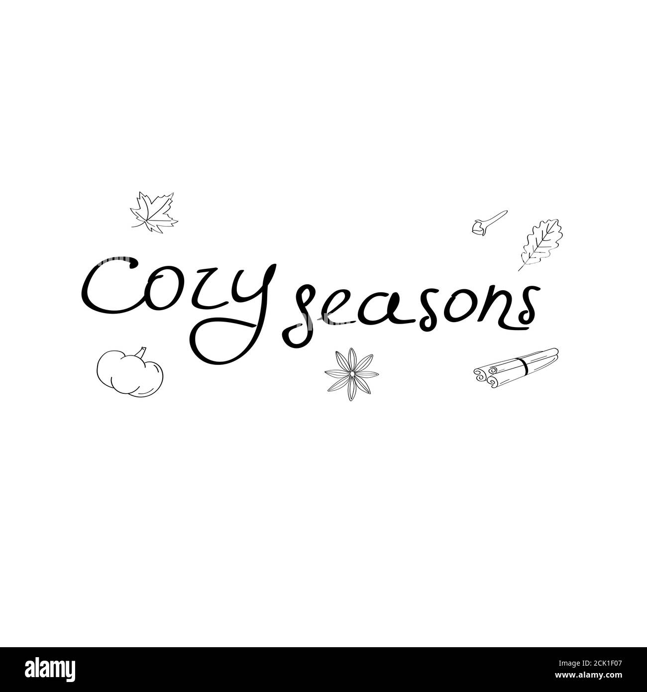 Cozy seasons concept. Hand written inscription. Hygge seasonal concept