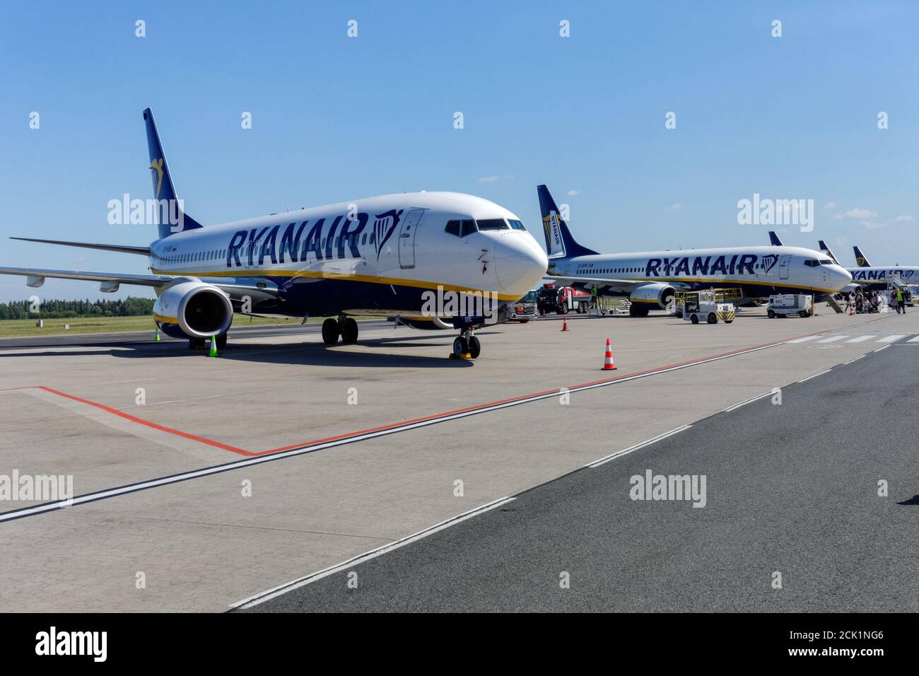 Ryanair Boeing 737 - 800 aircrafts at Warsaw Modlin Airport, Poland Stock Photo