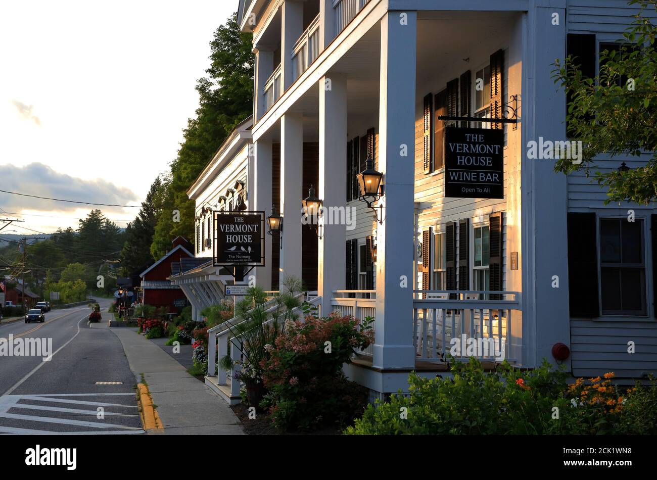 Exterior view of the Vermont House a colony style guest house by the